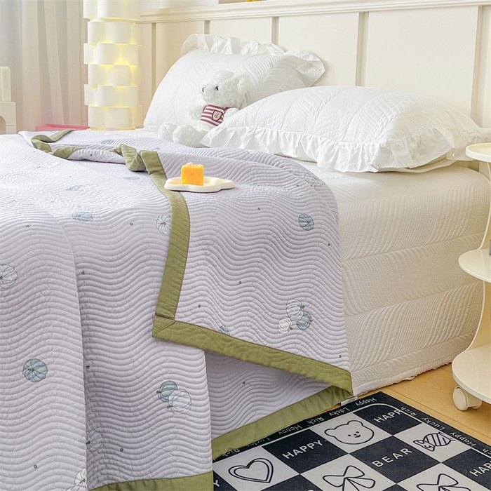 91家纺网 家纺一手货源 找家纺 OL家纺 2024新款单品天丝双面直角床盖 南瓜贝贝-灰