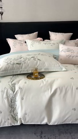 91家纺网 家纺一手货源 找家纺 卡姿 2024春夏优雅刺绣—微风铃兰 微风铃兰白