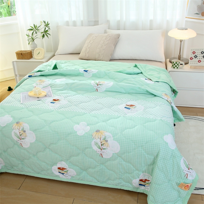 91家纺网 家纺一手货源 找家纺 爱派 2024直播爆款印花水洗棉夏被夏凉被空调被被子被芯 清凉夏日