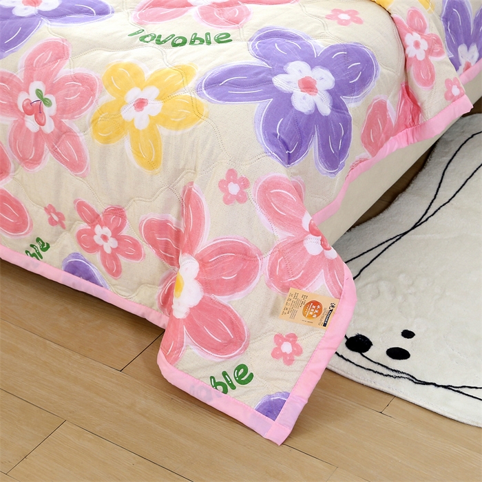 91家纺网 家纺一手货源 找家纺 爱派 2024直播爆款印花水洗棉夏被夏凉被空调被被子被芯 繁花似锦