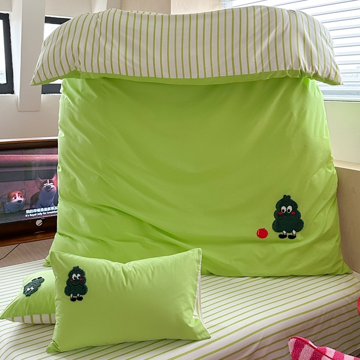 91家纺网 家纺一手货源 找家纺 柚子YOUTH 2024新款40支全棉水洗棉印+绣跑量款四件套 果子树