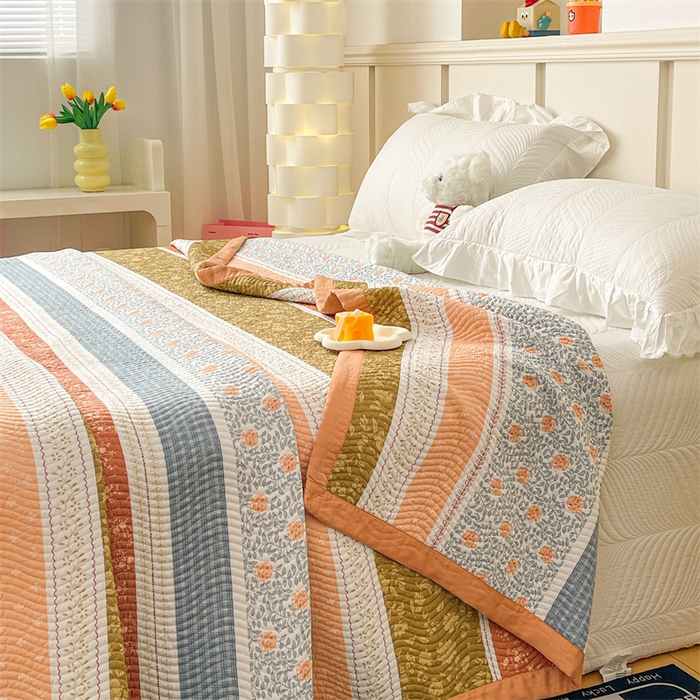 91家纺网 家纺一手货源 找家纺 OL家纺 2024新款单品天丝双面直角床盖 复古情怀