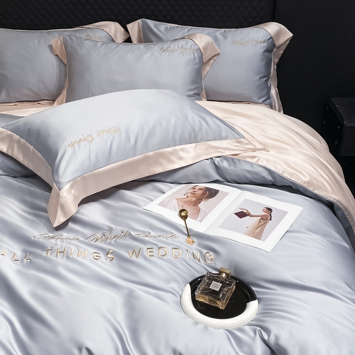 91家纺网 家纺一手货源 找家纺 （总）优悦生活馆 2024新款永恒款冰丝刺绣四件套-风格二