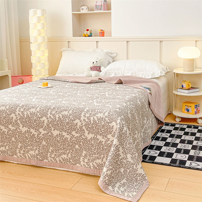 91家纺网 家纺一手货源 找家纺 OL家纺 2024新款单品天丝双面直角床盖 墨羽-咖