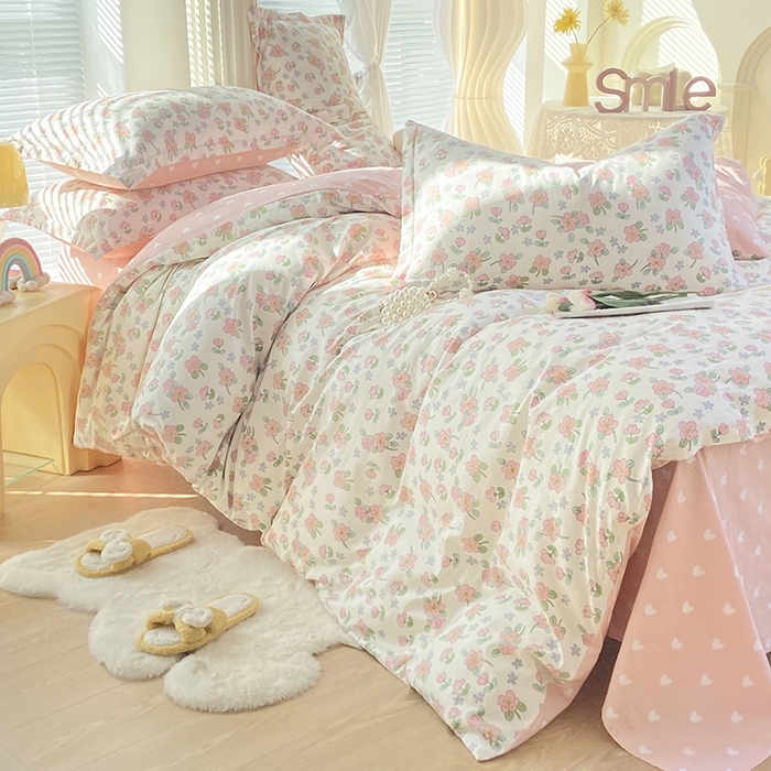 91家纺网 家纺一手货源 找家纺 珂博家纺 2024新款轻柔感全棉印花单全棉被套 世外桃源