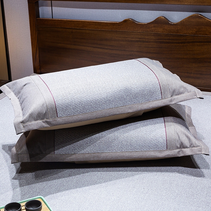 91家纺网 家纺一手货源 找家纺 青雅席业 2025新款艾草绣花工艺养生席 艾草-银灰