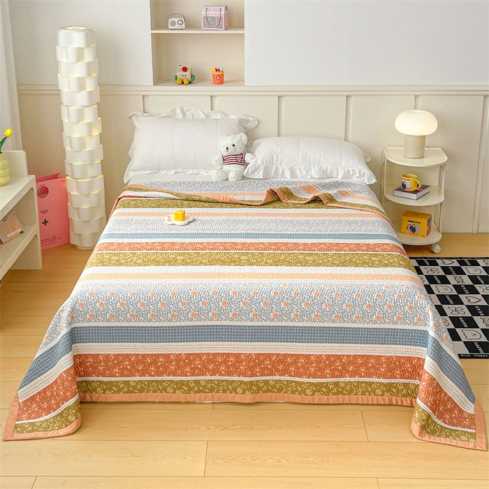 91家纺网 家纺一手货源 找家纺 OL家纺 2024新款单品天丝双面直角床盖 复古情怀