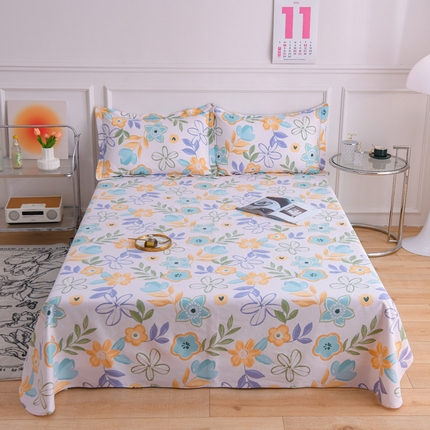 91家纺网 家纺一手货源 找家纺 （总）仟网汇 2024新款全棉翠竹棉老粗布凉席三件套单床笠单床单一字绣