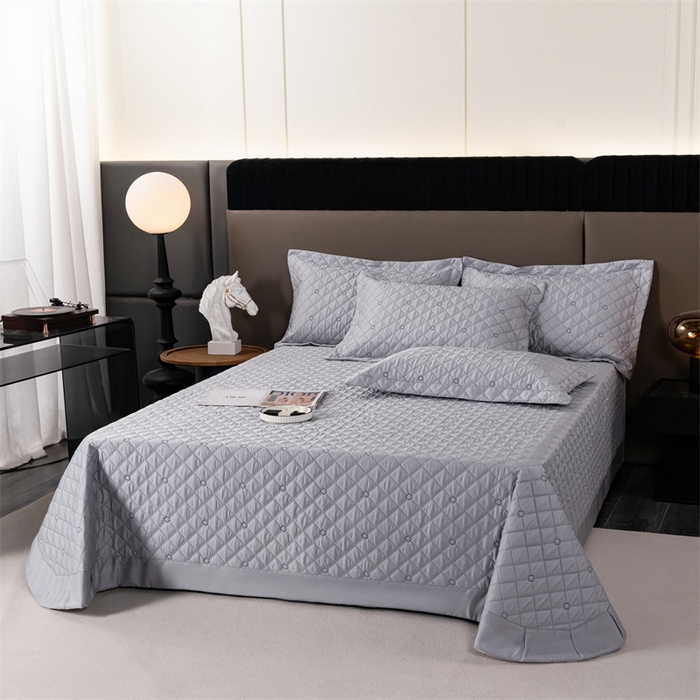 91家纺网 家纺一手货源 找家纺 OL家纺  2023新款单品天丝纯色床盖 灰色