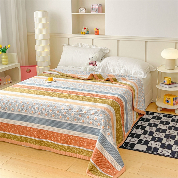 91家纺网 家纺一手货源 找家纺 OL家纺 2024新款单品天丝双面直角床盖 复古情怀