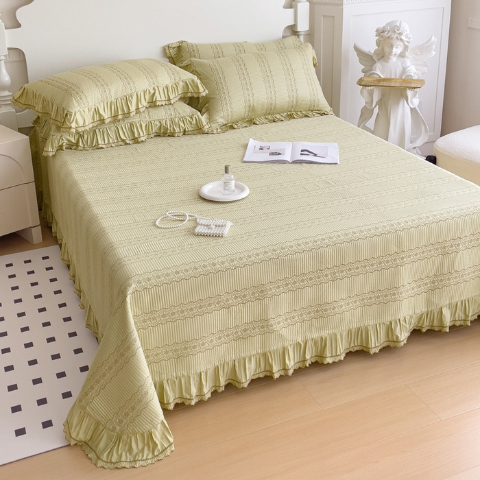 91家纺网 家纺一手货源 找家纺 OL家纺2024新款丝韵双面天丝床盖三件套 丝韵-嫩芽黄