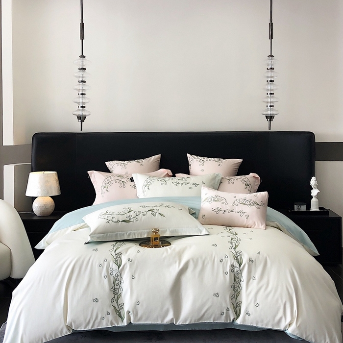 91家纺网 家纺一手货源 找家纺 卡姿 2024春夏优雅刺绣—微风铃兰 微风铃兰白