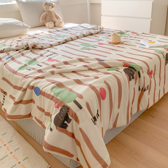 91家纺网 家纺一手货源 找家纺 澳萝拉 2024新款A类针织印花夏被 大象森林