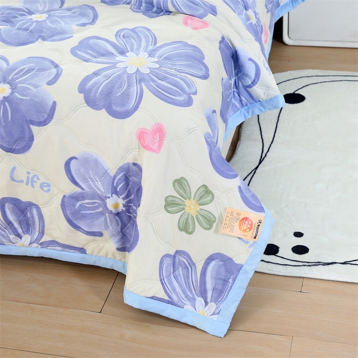 91家纺网 家纺一手货源 找家纺 爱派 2024直播爆款印花水洗棉夏被夏凉被空调被被子被芯 花舞悠然