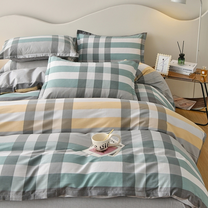 91家纺网 家纺一手货源 找家纺 珂博家纺 2024新款轻柔感全棉印花单全棉被套 花岗岩绿