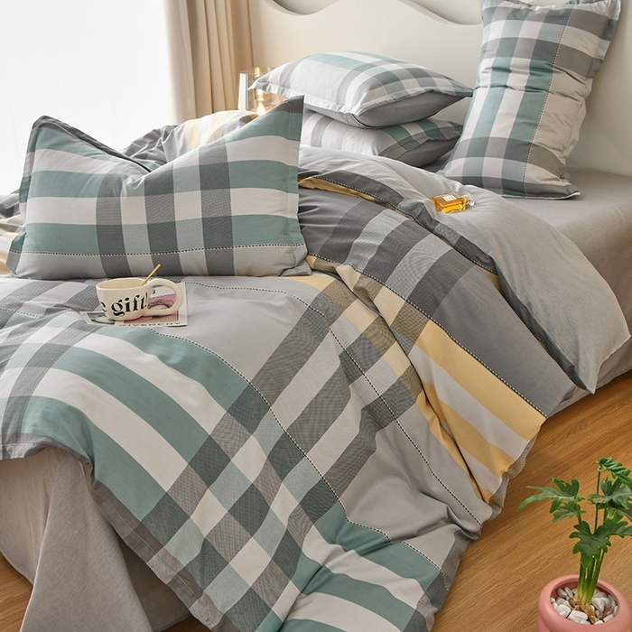 91家纺网 家纺一手货源 找家纺 珂博家纺 2024新款轻柔感全棉印花单全棉被套 花岗岩绿