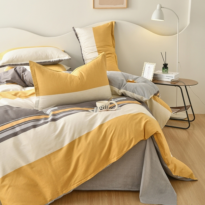 91家纺网 家纺一手货源 找家纺 珂博家纺 2024新款轻柔感全棉印花单品四件套系列-单床单单床笠 泰晤士灰