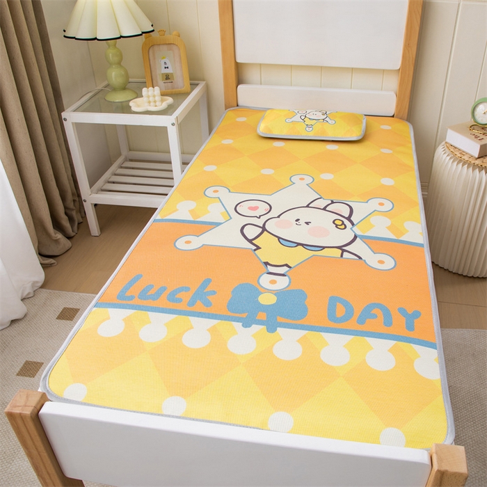 91家纺网 家纺一手货源 找家纺 欣品希家纺 2024新款A类冰丝印花儿童凉席三件套 幸运兔