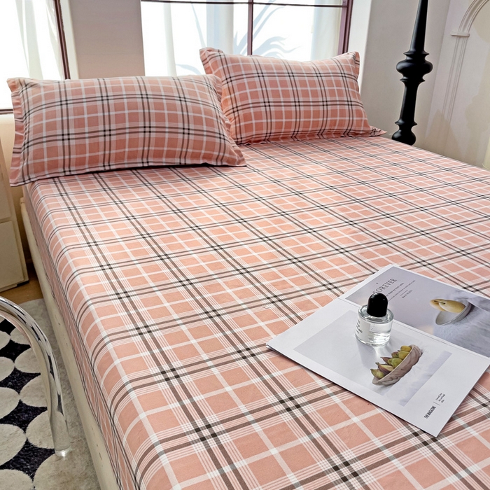 91家纺网 家纺一手货源 找家纺 好亿来家纺 2025新款亲肤磨毛单层床笠 暖阳-粉