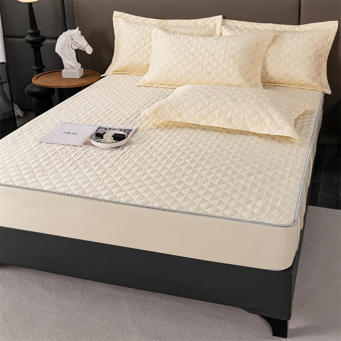 91家纺网 家纺一手货源 找家纺 OL家纺 2024新款单品天丝纯色床笠 米黄