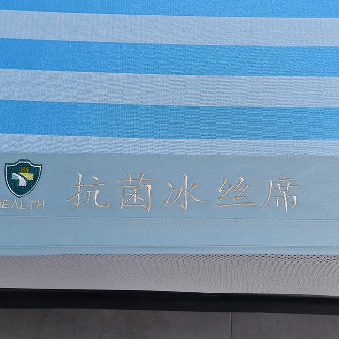 91家纺网 家纺一手货源 找家纺 简一 2024新款A类经典条纹抗菌冰丝席-床笠款 钴蓝床笠款