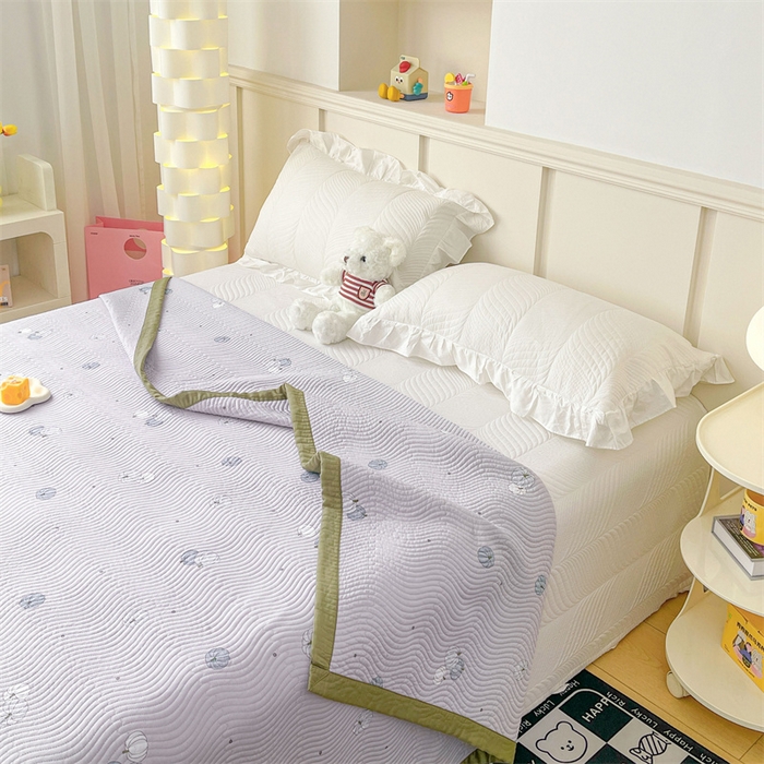 91家纺网 家纺一手货源 找家纺 OL家纺 2024新款单品天丝双面直角床盖 南瓜贝贝-灰