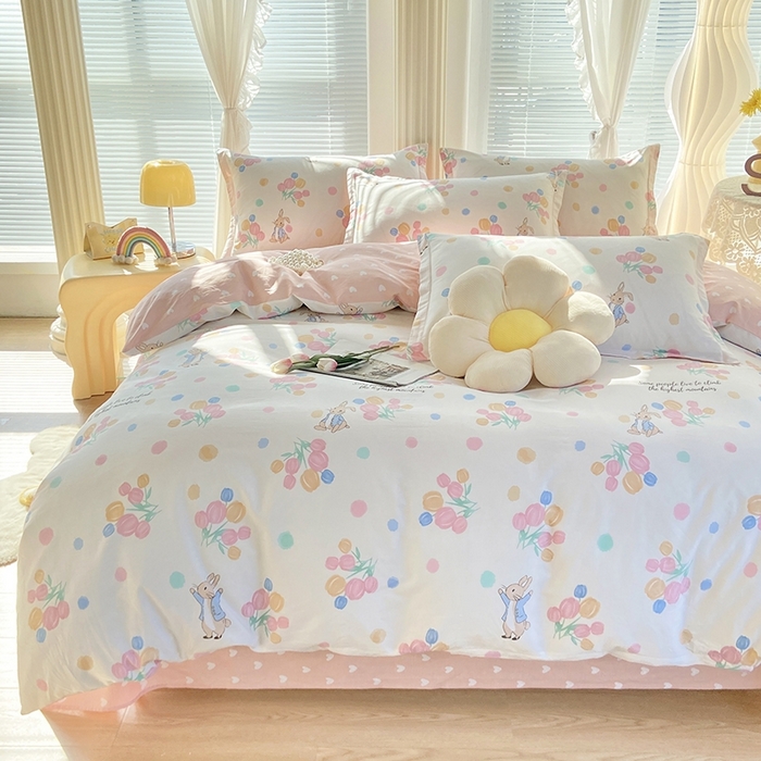 91家纺网 家纺一手货源 找家纺 珂博家纺 2024新款轻柔感全棉印花单全棉被套 玉兔东升