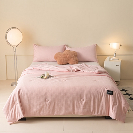 莱登卡奴 2024新款原棉提花有机棉剪花大豆被夏被 有机棉-浅粉