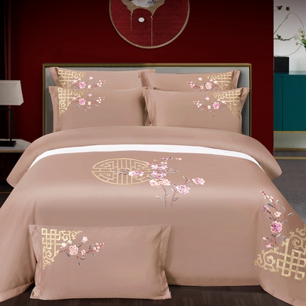 91家纺网 家纺一手货源 找家纺 （总）慕她家纺 慕她婚庆四件套全棉纯棉刺绣一花多色床上用品