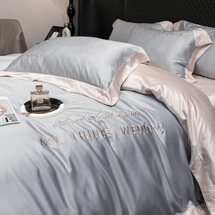 91家纺网 家纺一手货源 找家纺 （总）优悦生活馆 2024新款永恒款冰丝刺绣四件套-风格二