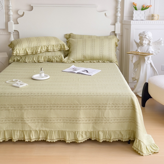 91家纺网 家纺一手货源 找家纺 OL家纺2024新款丝韵双面天丝床盖三件套 丝韵-嫩芽黄