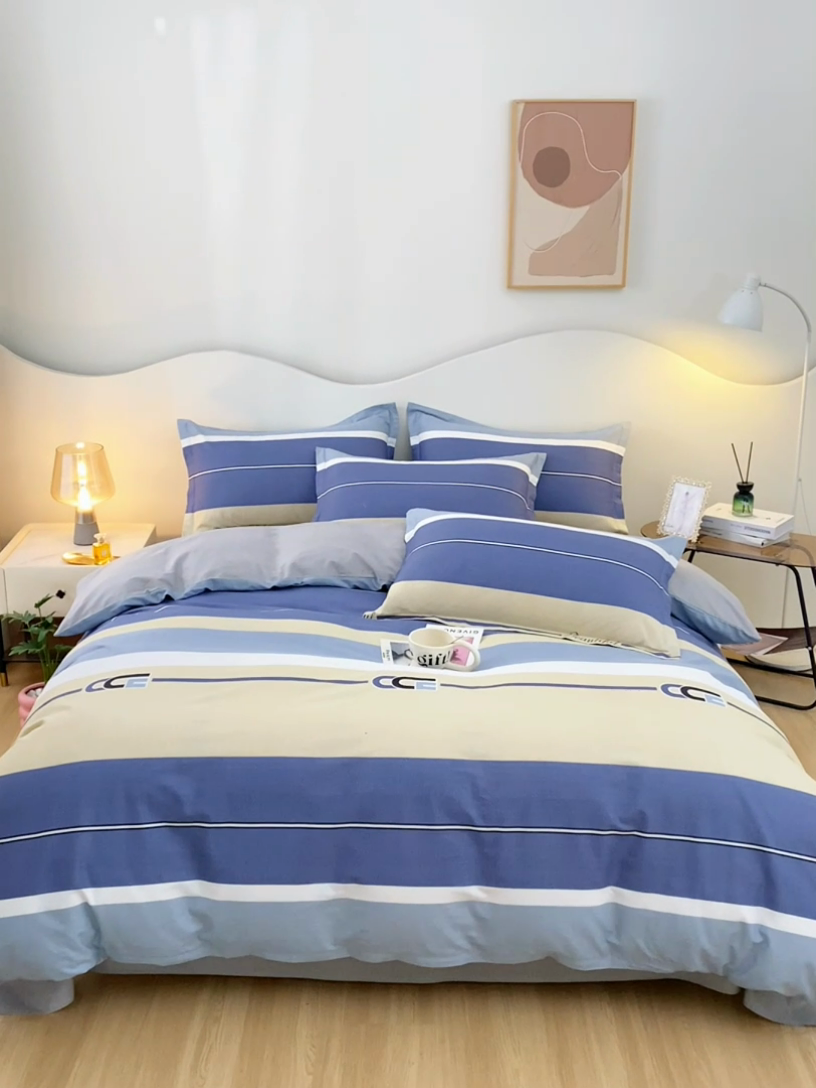 91家纺网 家纺一手货源 找家纺 珂博家纺 2024新款轻柔感全棉印花单品四件套系列-单床单单床笠 永恒之夜