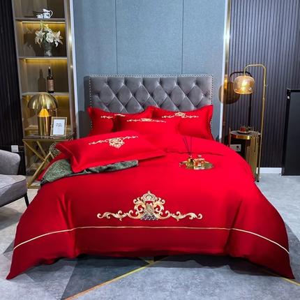 91家纺网 家纺一手货源 找家纺 （总）慕她家纺 慕她婚庆四件套全棉纯棉刺绣一花多色床上用品