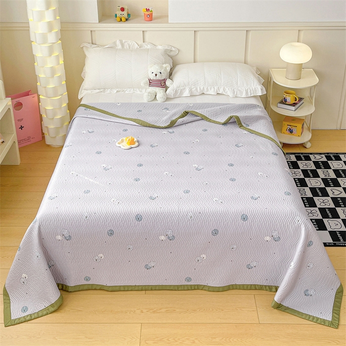 91家纺网 家纺一手货源 找家纺 OL家纺 2024新款单品天丝双面直角床盖 南瓜贝贝-灰