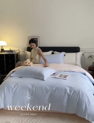 91家纺网 家纺一手货源 找家纺 卡姿家纺 2024春夏塞娅系列 塞娅蓝