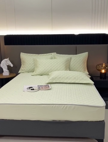 91家纺网 家纺一手货源 找家纺 OL家纺 2024新款单品天丝纯色床笠 浅绿