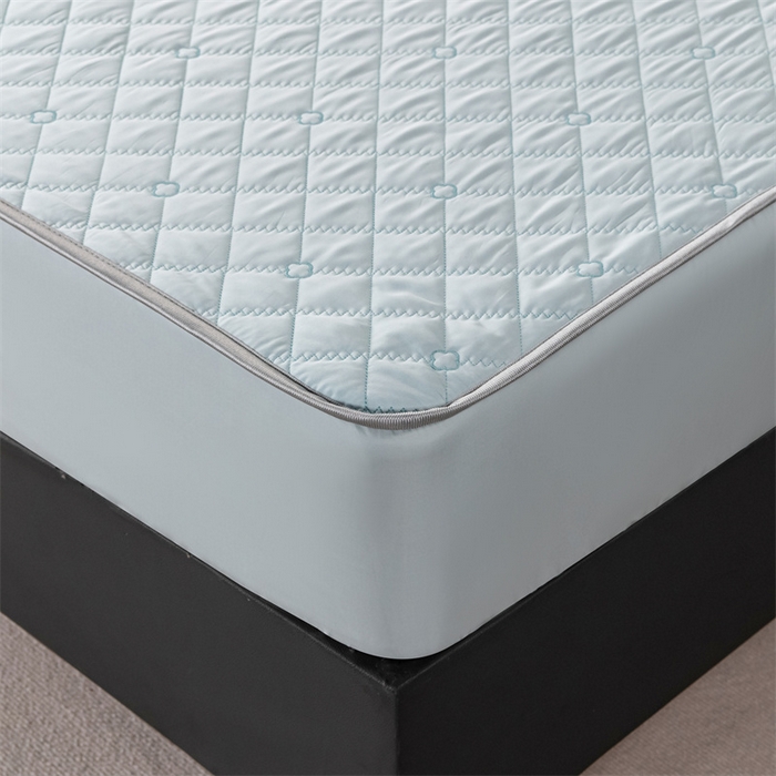 91家纺网 家纺一手货源 找家纺 OL家纺 2024新款单品天丝纯色床笠 浅蓝