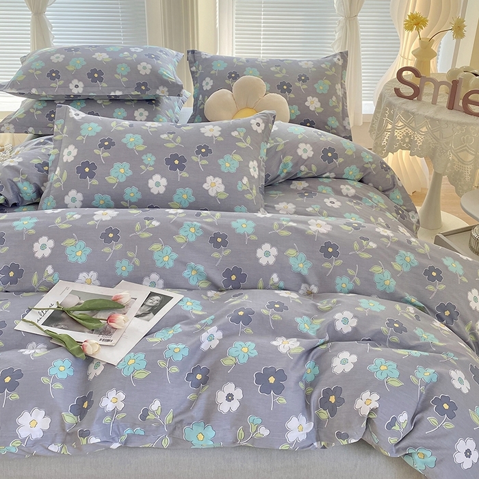 91家纺网 家纺一手货源 找家纺 珂博家纺 2024新款轻柔感全棉印花纯棉四件套 蓝色庄园