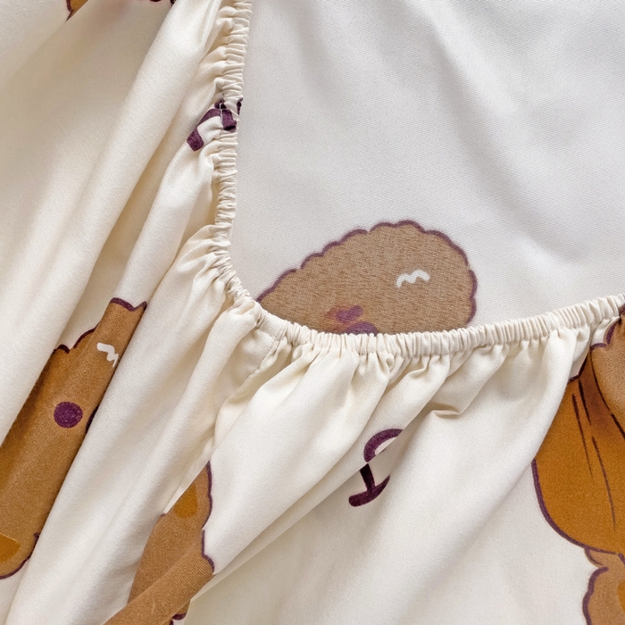 91家纺网 家纺一手货源 找家纺 好亿来家纺 2025新款亲肤磨毛单层床笠 布袋熊