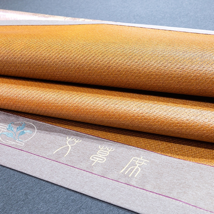 91家纺网 家纺一手货源 找家纺 青雅席业 2025新款艾草绣花工艺养生席 艾草-红棕