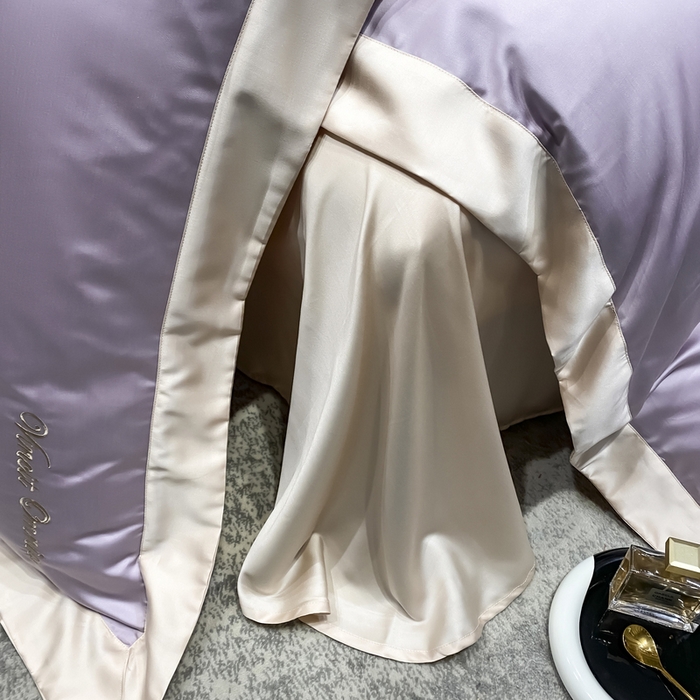 91家纺网 家纺一手货源 找家纺 优悦生活馆 2024新款永恒款冰丝刺绣四件套-风格二 永恒-优雅紫