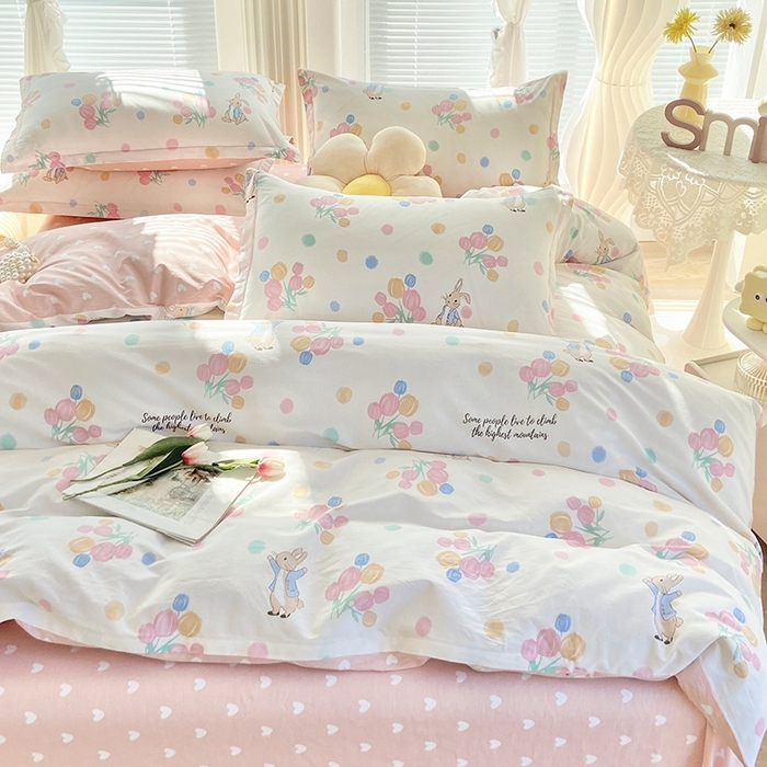 91家纺网 家纺一手货源 找家纺 珂博家纺 2024新款轻柔感全棉印花单全棉被套 玉兔东升