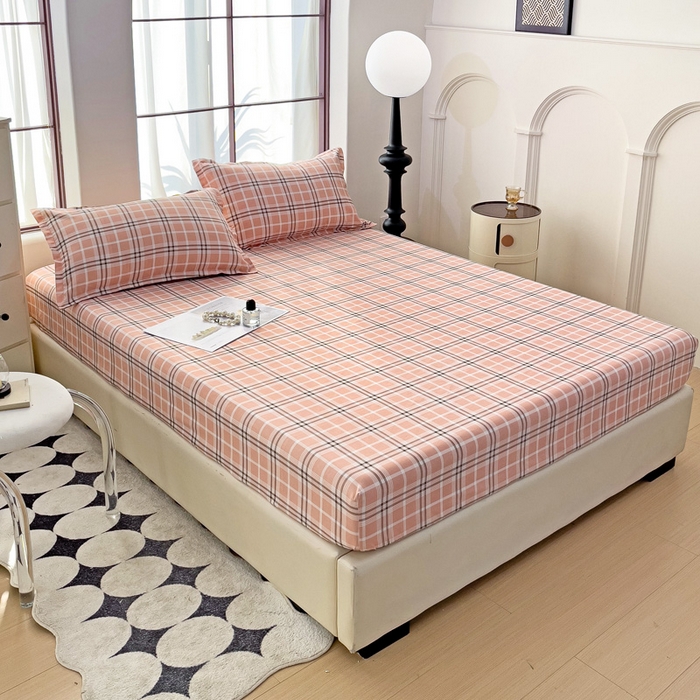 91家纺网 家纺一手货源 找家纺 好亿来家纺 2025新款亲肤磨毛单层床笠 暖阳-粉