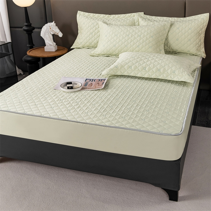 91家纺网 家纺一手货源 找家纺 OL家纺 2024新款单品天丝纯色床笠 浅绿