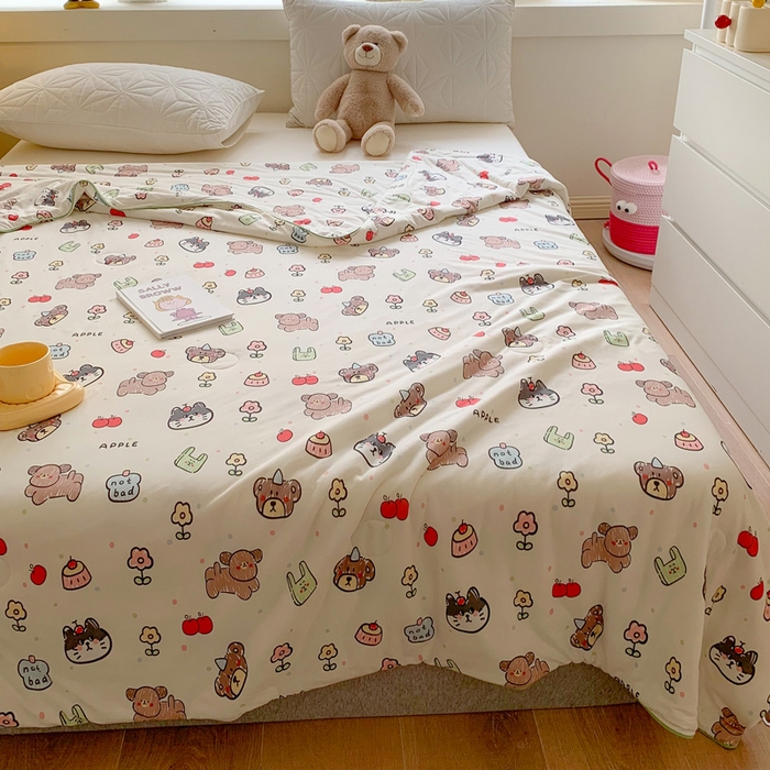 91家纺网 家纺一手货源 找家纺 澳萝拉 2024新款A类针织印花夏被 萌宠甜心