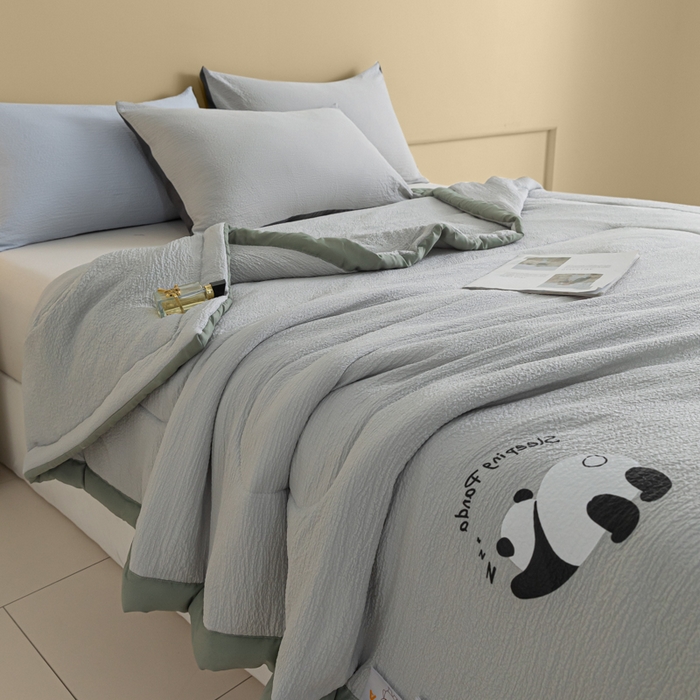 91家纺网 家纺一手货源 找家纺 梦初语 2024新款泡泡棉解压小气囊夏被 灰色