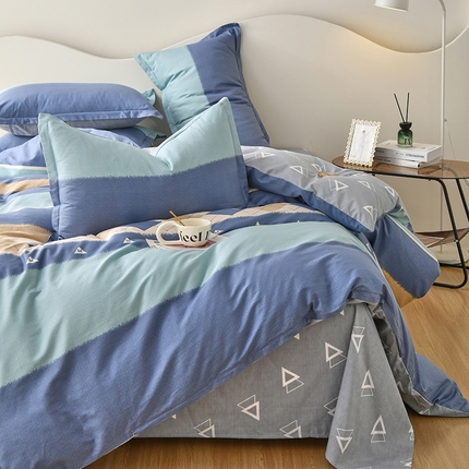 珂博家纺 2024新款轻柔感全棉印花单品四件套系列-单床单单床笠 青山如黛