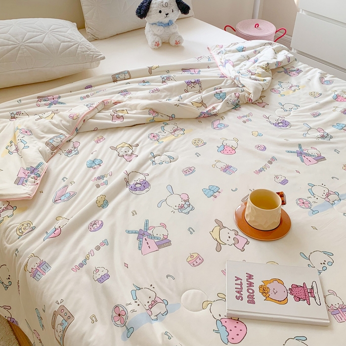 91家纺网 家纺一手货源 找家纺 澳萝拉 2024新款A类针织印花夏被 甜心大耳狗