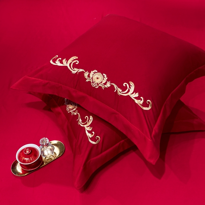 91家纺网 家纺一手货源 找家纺 慕她家纺 2025新款磨毛婚庆四件套结婚刺绣花床品六喜庆 玫瑰情缘