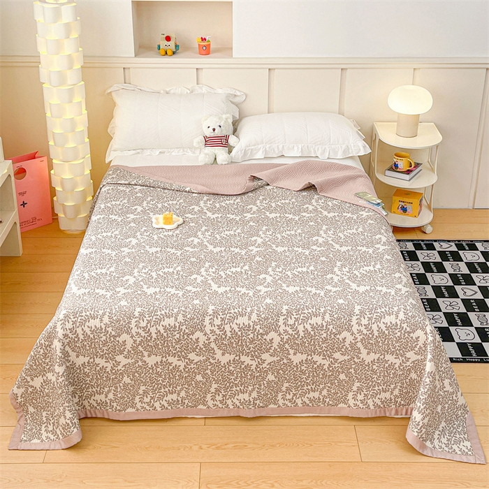 91家纺网 家纺一手货源 找家纺 OL家纺 2024新款单品天丝双面直角床盖 墨羽-咖